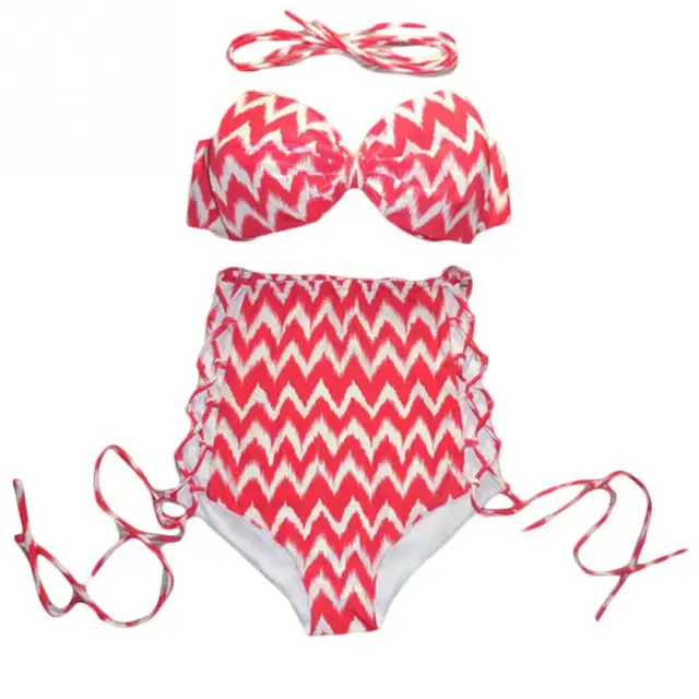 Print Flower Bikini Set Backless Sweet Bowknot Push up Bikinis Women Top High Waist Bottom Summer Swimsuit Bathing Suit