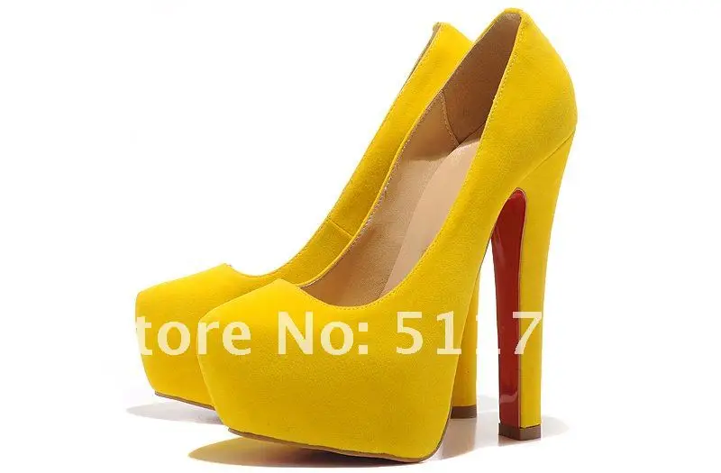 square toe yellow heels