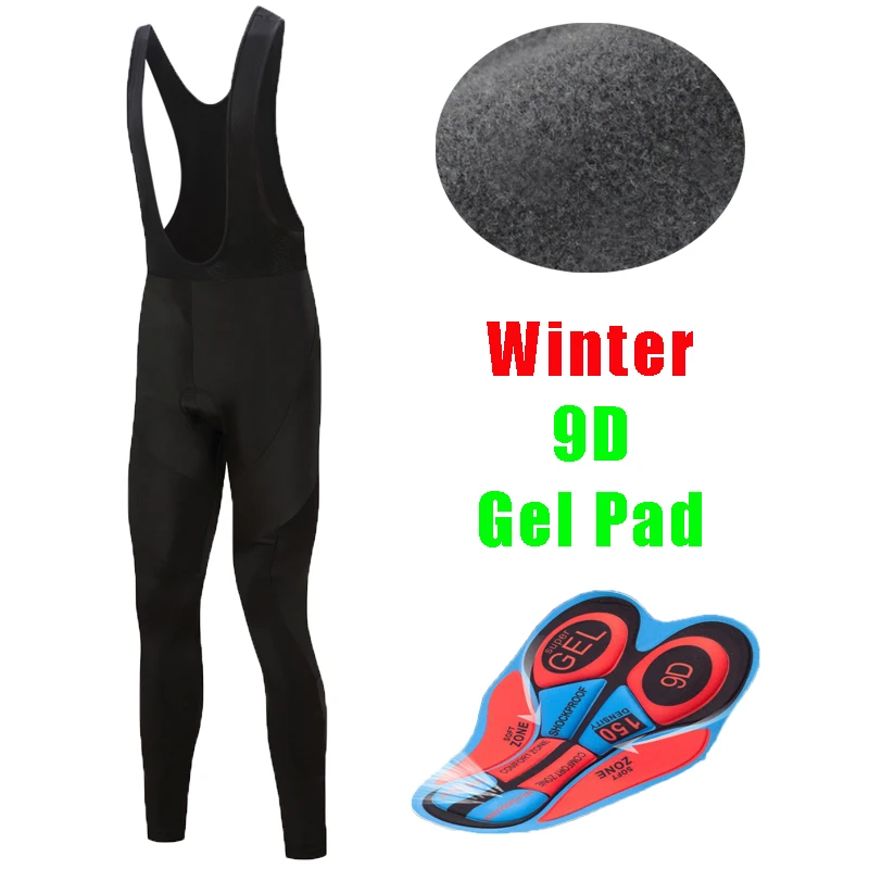 

9D Gel Pad Men Winter Thermal Fleece Cycling Bib Pants 2019 Warm Bike Sports Long Shorts For Male Bicycle Tights MTB Trousers