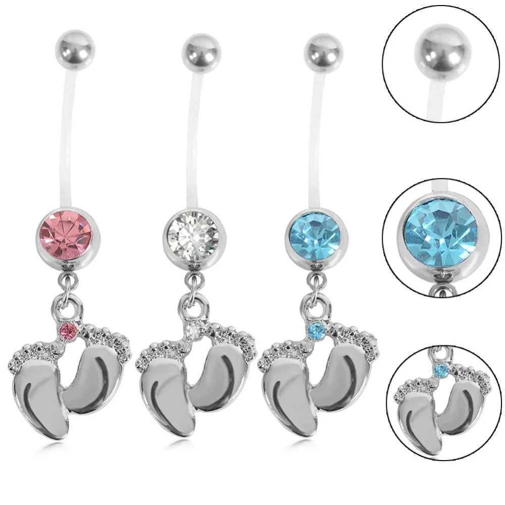 1Pc navel pregnant maternity CZ jewelry Baby Belly ring Belly Button