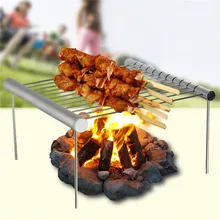 

Mini Portable BBQ Grill Racks Wood Charcoal Barbecue Burning Stove For 3-5 People Stainless Steel Barbecue Cooking Tools