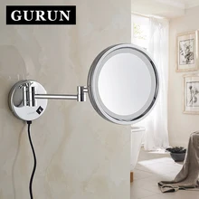 Gurun LED Makeup Mirror- 8 Inch Brass Cosmetic Mirror 10X Magnifier Wall Mounted Mirror bathroom compact blank M1807D