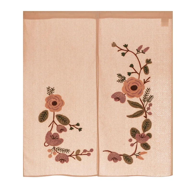 

Japan Style Cotton Door Curtains Handmade Emroidery Beautiful Flowers Closet Covers Home Decorative Room Divider/Partition