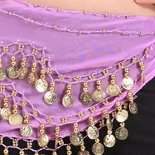 Дешевые брендовые новые женские шифоновые танца живота хип шарф 3 ряда танца живота ремни на продажу 12 цветов