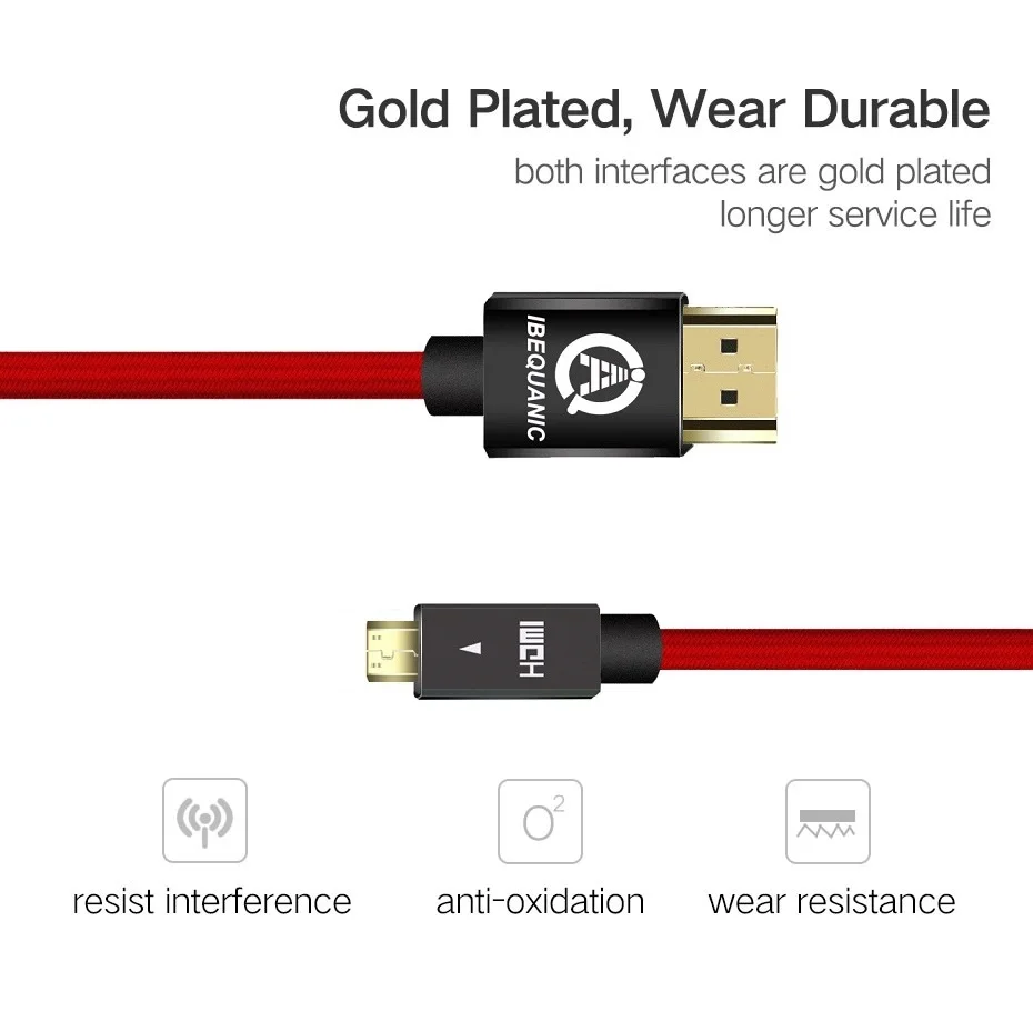 Микро HDMI к HDMI кабель, 1 м 2 м 3 м высокоскоростной HDTV HDMI к Micro HDMI кабель поддерживает Ethernet, 3D, 4K и возврат звука