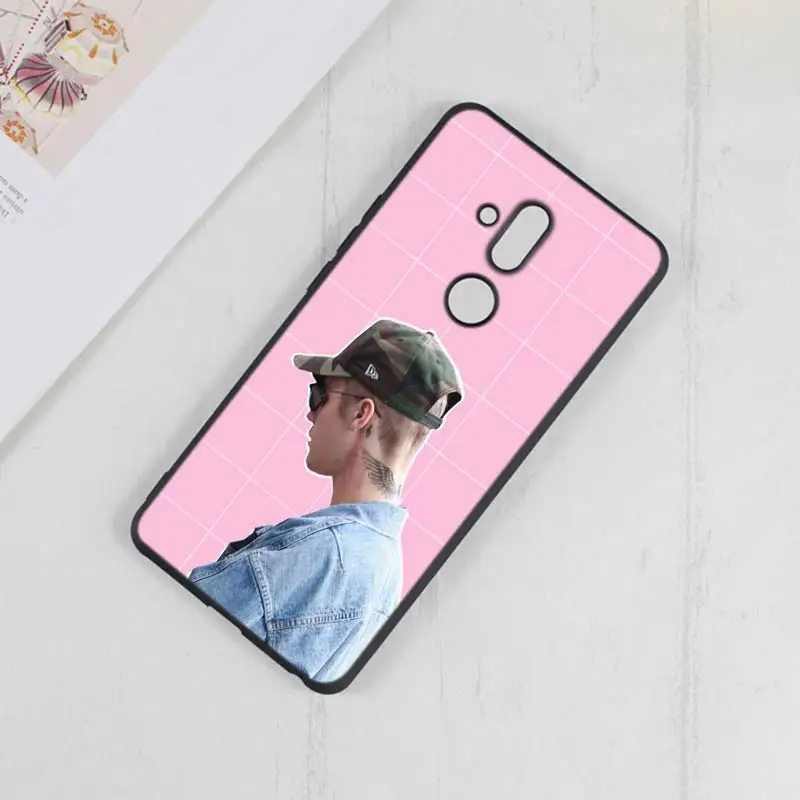 For Huawei Honor Mate 7C 7A 8 8X 9 9N 10 20 Nova 3 3e 3i 4 Pro Lite Black Silicon Phone Case Fashion justin bieber Style