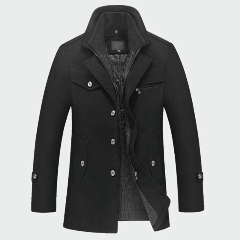 Мужская брендовая деловая приталенная куртка толстые пальто новые мужские зимние шерстяные Пальто повседневные мужские теплые пальто Большие размеры Одежда M-4XL