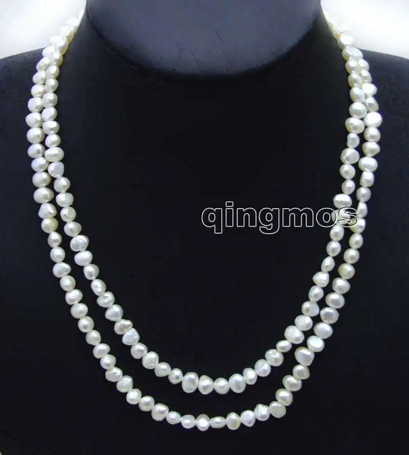 

Fashion Long 40" Natural White 6-7mm Baroque freshwater pearl necklace-nec6115 wholesale/retail Free shipping
