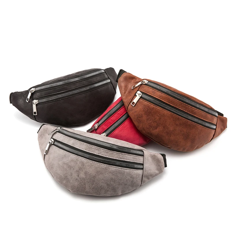  CROWDALE Chest bag for women Large capacity fashion waist packs Adjustable Belt bag Zipper Leather  - 33011664185