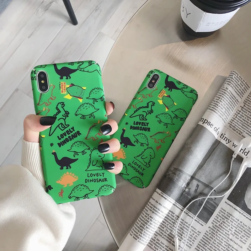 Чехол с водопадом и зеленым динозавром для iphone 6 6s 7 8 Plus полноразмерный