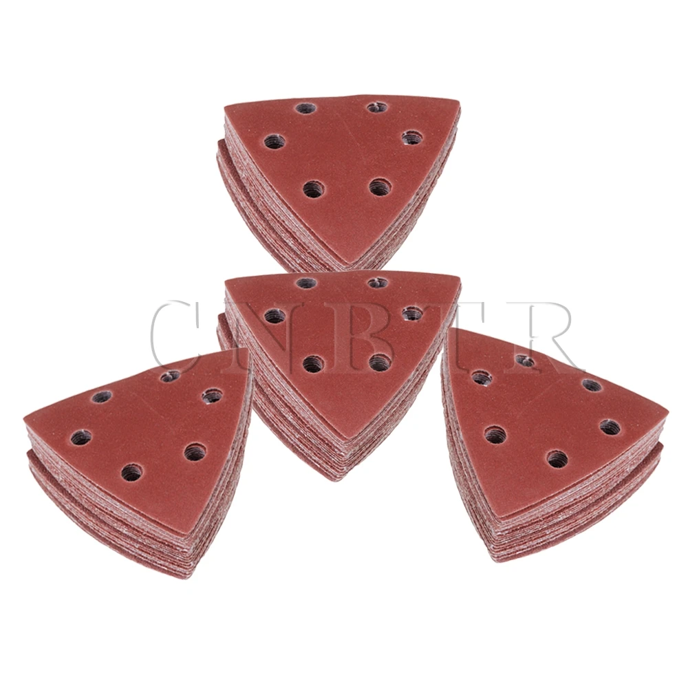 CNBTR 80mm Dia Triangular Sandpaper Sheet with 60/80/120/180/240Grit Pack of 100