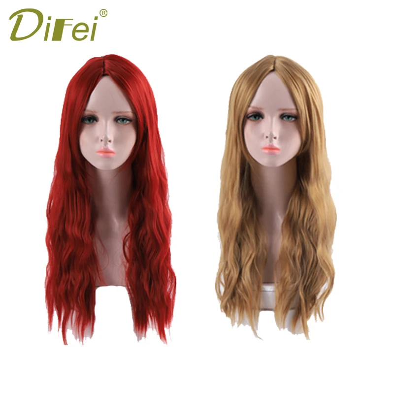 

DIFEI 24 inch Long Wavy Wigs Cosplay Natural Synthetic Women' s Blonde Wig 3 Colors Heat Resistant Hair
