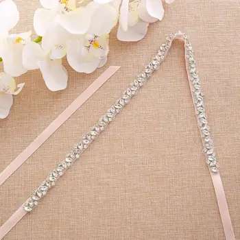 

Dazzling Diamond Silver Crystal Wedding Belt Rhinestones Sash Bridal Belt For Wedding Decoration A135S