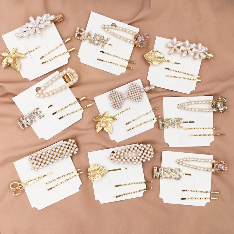 

Fashion Pearl Hair Clip Set for women Metal Hairpins girls BB Clip barrettes Headwear adult hair grips Hair Accessories
