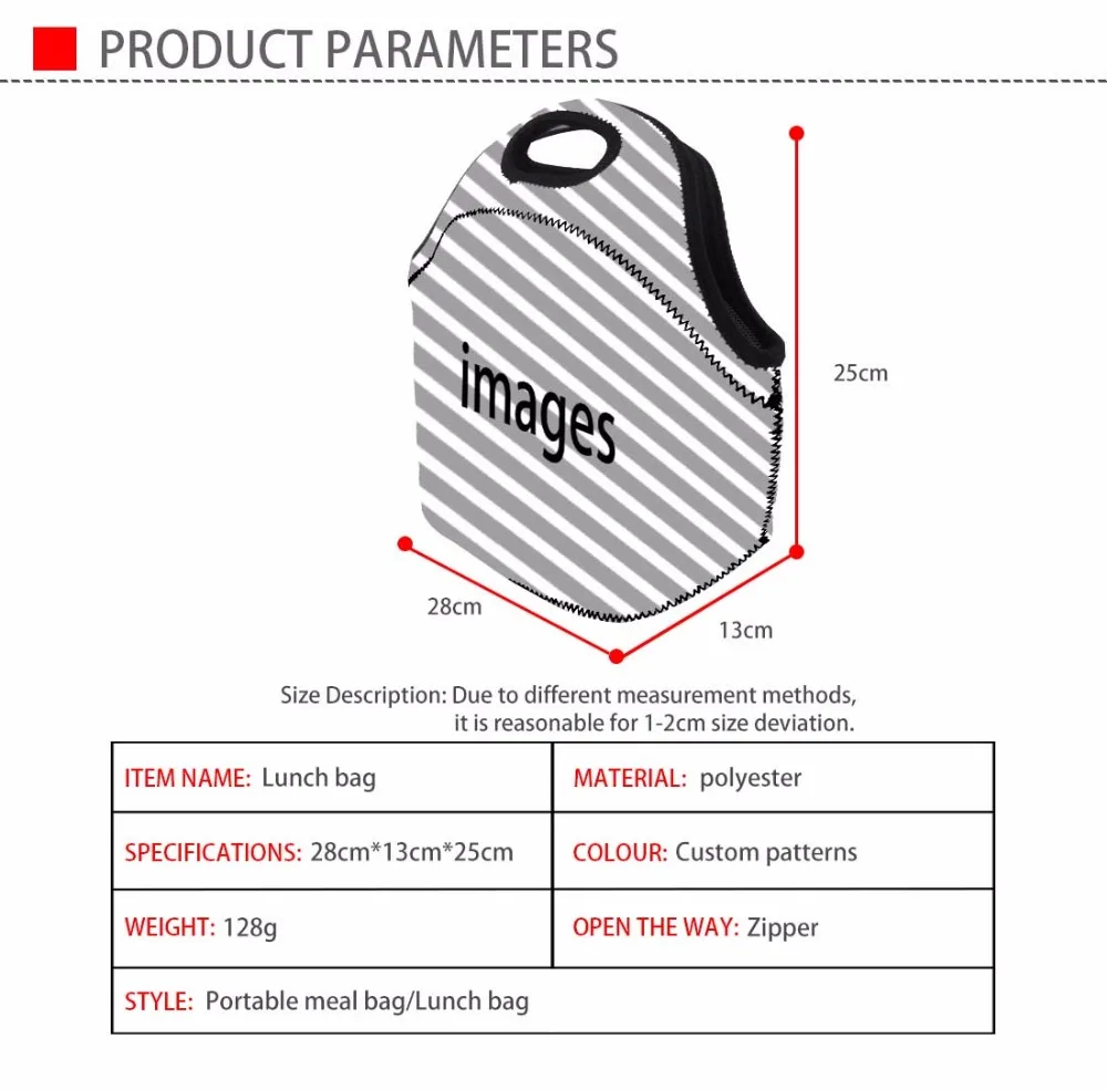 FORUDESIGNS/неопреновая сумка для обеда, термопереносная сумка-холодильник для пикника, сумка для еды, кошмар перед рождественским принтом, Loncheras Bolsa Termica