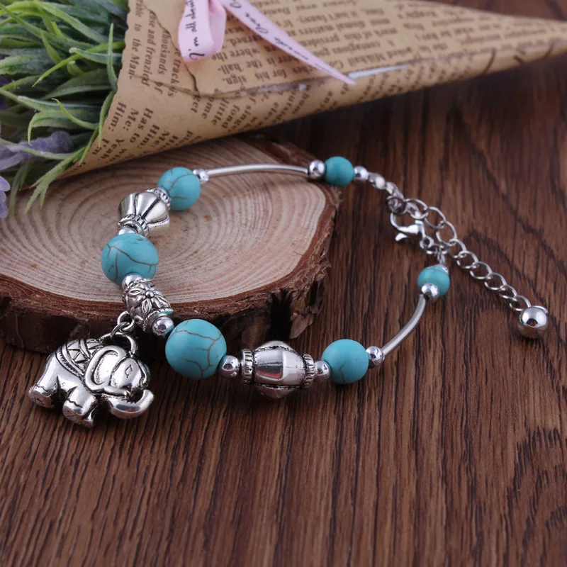 Tenande этнические богемные браслеты с бусинами из натурального камня& Браслеты Femininos Bijoux Большой слон кулон браслет для женщин ювелирные изделия