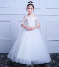 Tulle Full Sleeve Lace Flower Girl Dresses for Wedding First Communion Dresses Wedding Party Dress Runway Show Pageant Danceway half sleeve flower girls dresses for wedding tulle princess pageant lace girl communion party dresses mother daughter dresses