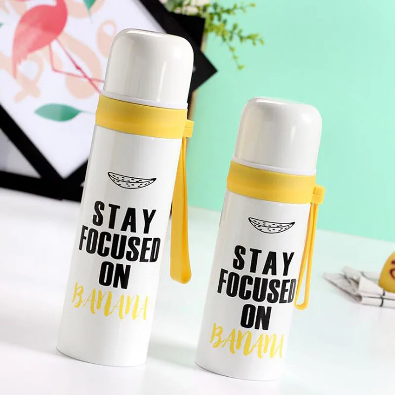 

500ml Creative Fruit Bouncing Cover Insulation Cup Stainless Steel Thermos Bottle Portable Student Fruit Pattern Water Bottle