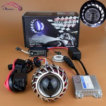 Новый Мотоцикл Фара 12 В 35 Вт AC Мини Hid Би-ксеноновые Проектора объектив Дооснащения Фары Ксеноновые Свет Комплект С CCFL Ангел Глаз Halo