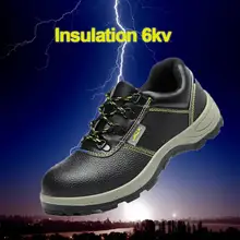 Мужские рабочие ботинки со стальным носком; летние дышащие ботинки с изоляцией 6 кВ; ударопрочная Мужская обувь; Размеры 37-45
