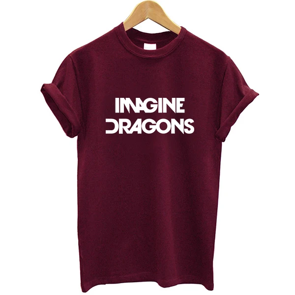 

2019 new women burgundy imagine dragons t shirt womens tshirts womans tshirt novel anime style shirts cool shirt woman t-shirt