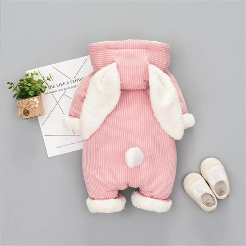 LILIGIRL/теплый толстый комбинезон для новорожденных девочек; комбинезон для мальчиков с рисунком кролика и морковки; бархатная одежда с капюшоном; комбинезон; костюм