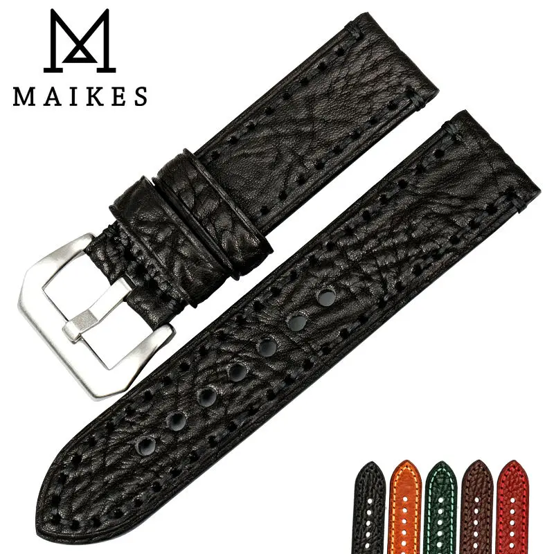 Ремешок для часов MAIKES из коровьей кожи Модный черный браслет fossil 20 22 24 26 мм|fashion leather watchbands|leather watchbandwatches bracelet |