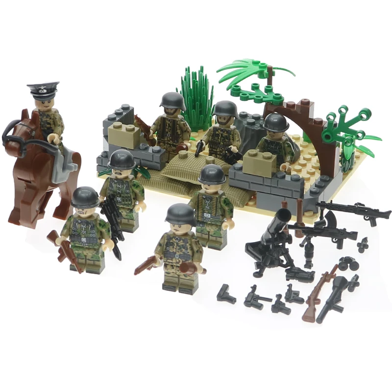 

Legoinglys WW2 Russian Italy germans army soldiers building blocks military scene with base weapons guns trees model brick gift