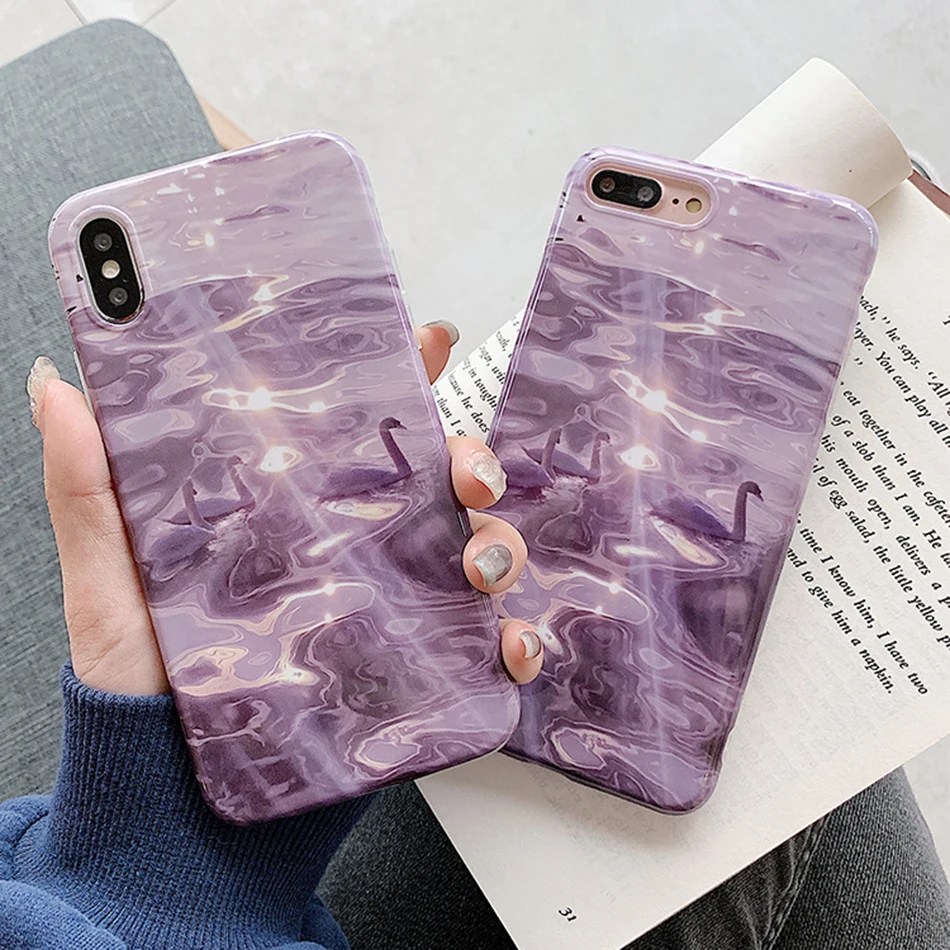 

Swan Water Flicker Ripple Cartoon Pattern For iPhone X XS XR XSMAX Soft Case For iPhone 6 6SP 7 8 7/8Plus Anti-Fall Soft Cases