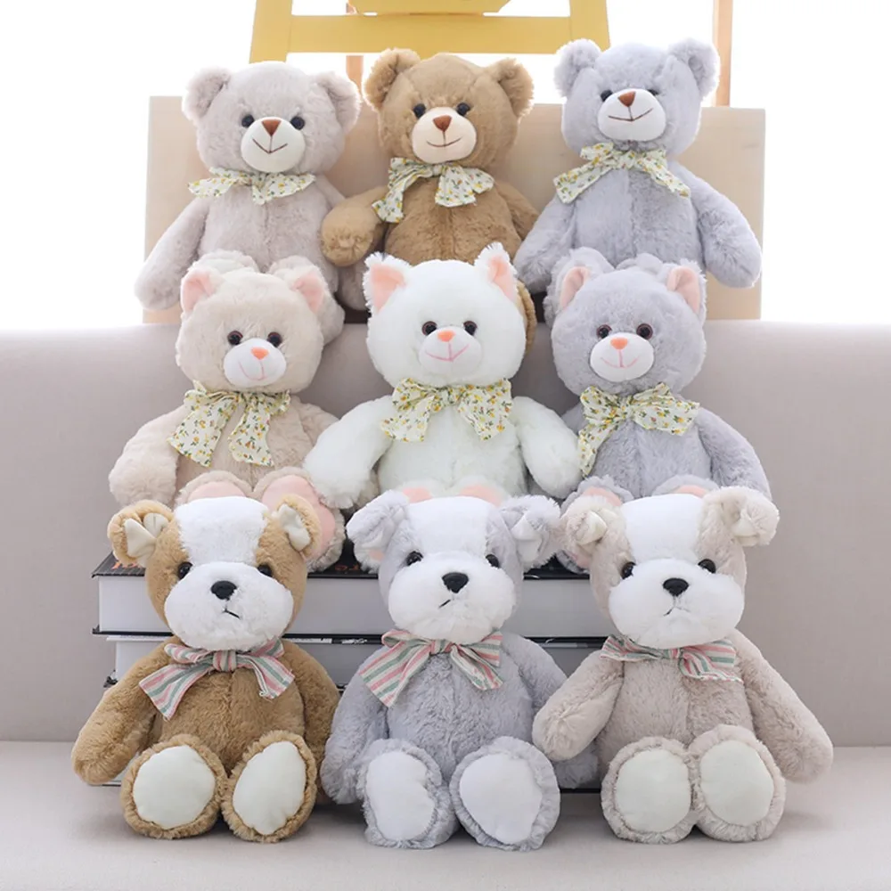 

9 Style 30cm Cute Teddy Bear/Dog Bow tie Soft Kids Toys Staffed Animal Plush Cat Doll for Children Birthday Christmas Brinquedos
