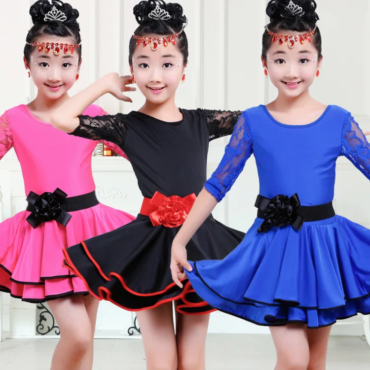 New Children Latin Dance Skirts Summer Latin Uniform Competition Girls