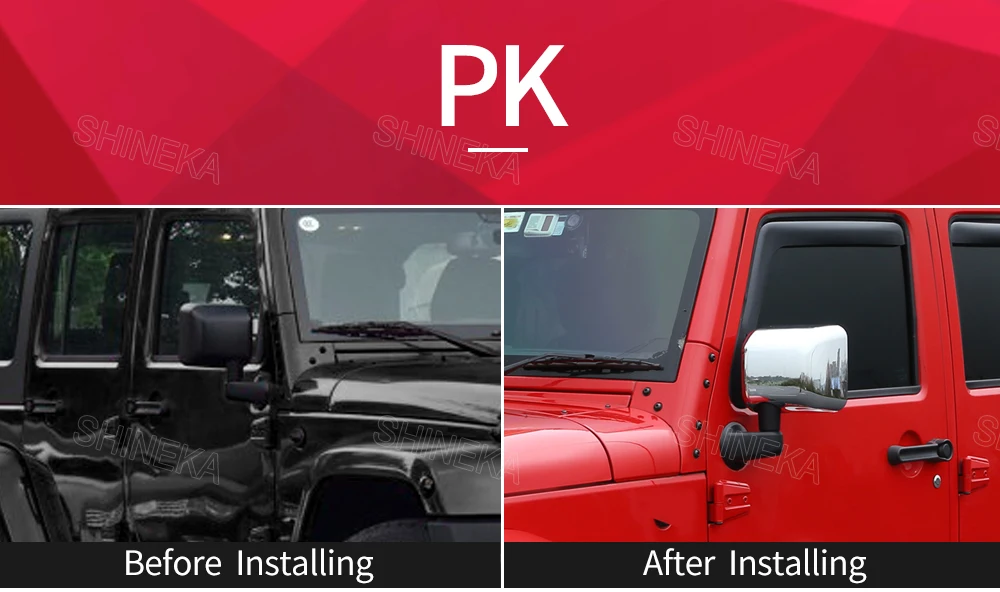 SHINEKA Авто ABS внешняя сторона заднего вида Чехлы для зеркал для Jeep Wrangler JK 2007- автомобильные аксессуары