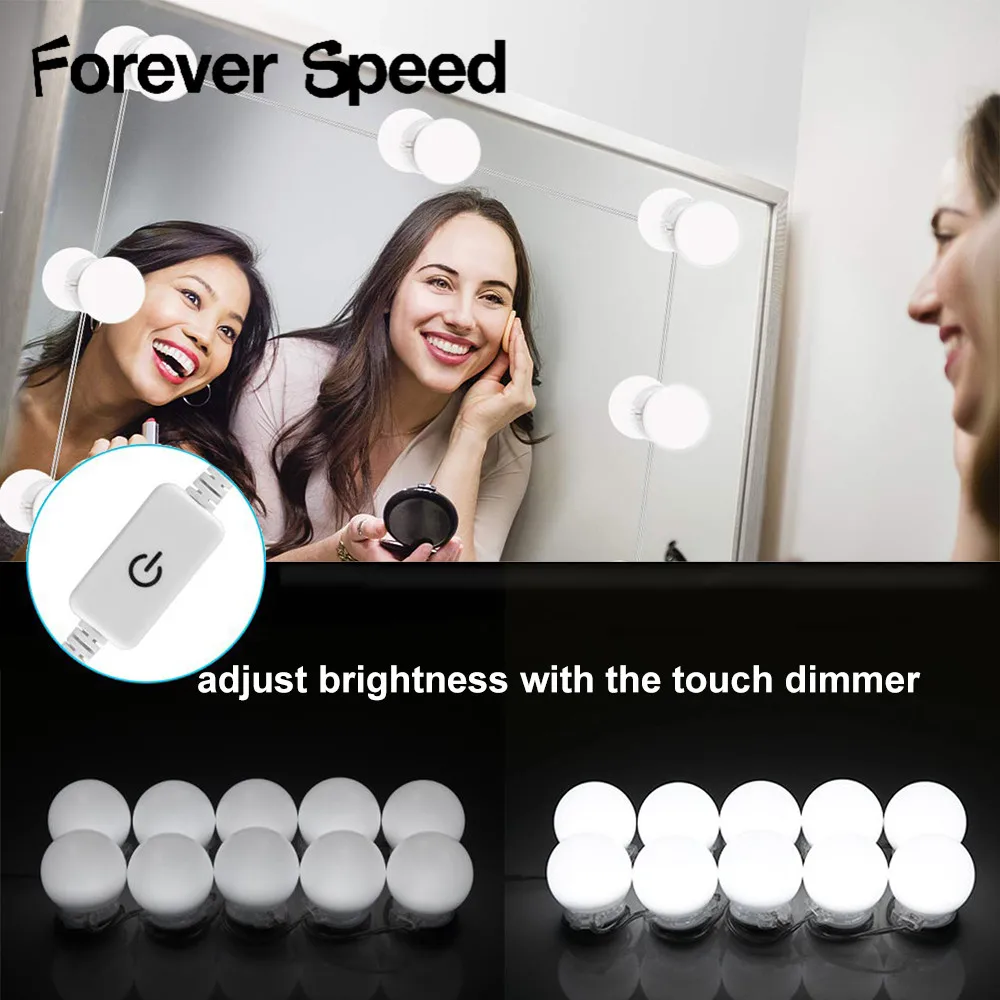 

Makeup Light Led Vanity Lights Mirror Wall Lamps Dimmable 10 Bulb Make Up Mirrors Powered Cosmetic Usb Input Light Clearance