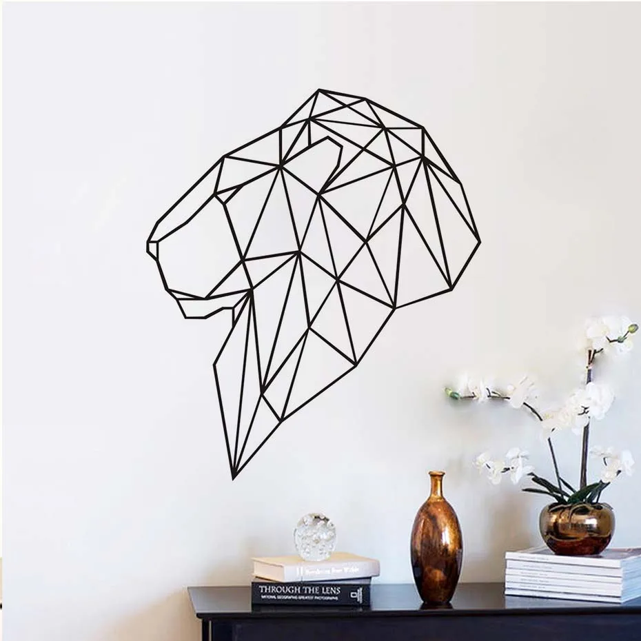 Geometric Head Of Lion Hollow Out Wall Stickers For Living Room Bedroom