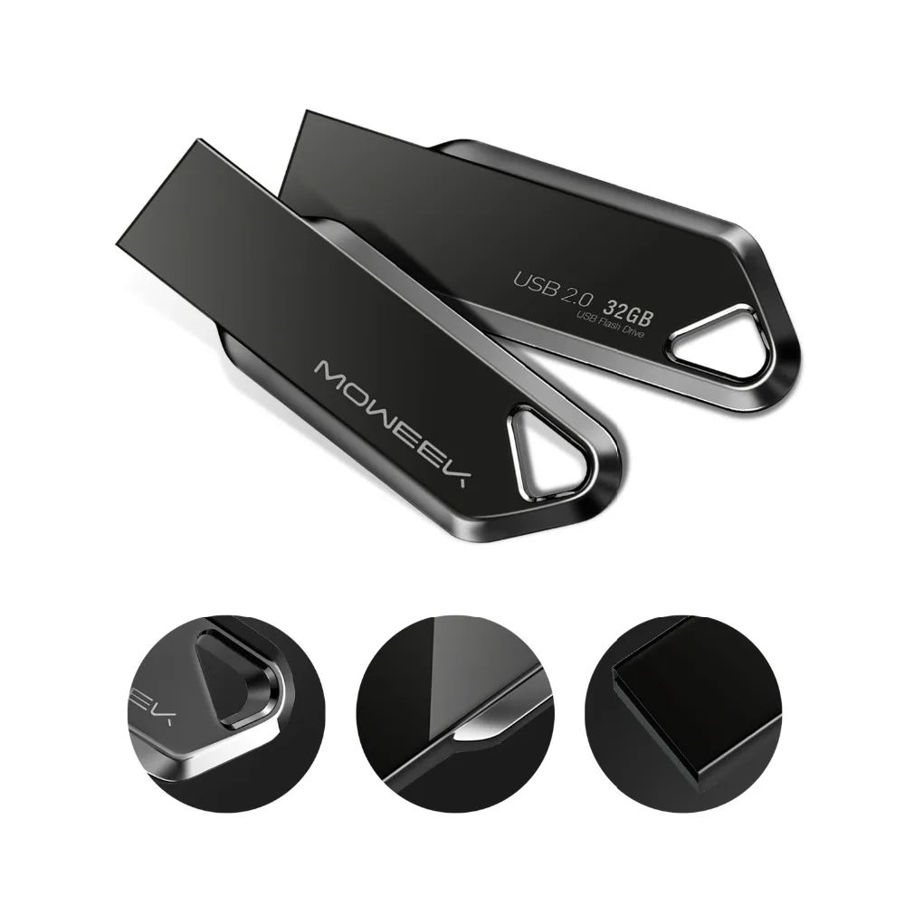 Moweek бизнес USB флеш накопитель 16 ГБ 32 64 128 cle usb 2 0 карта памяти металлическая ручка