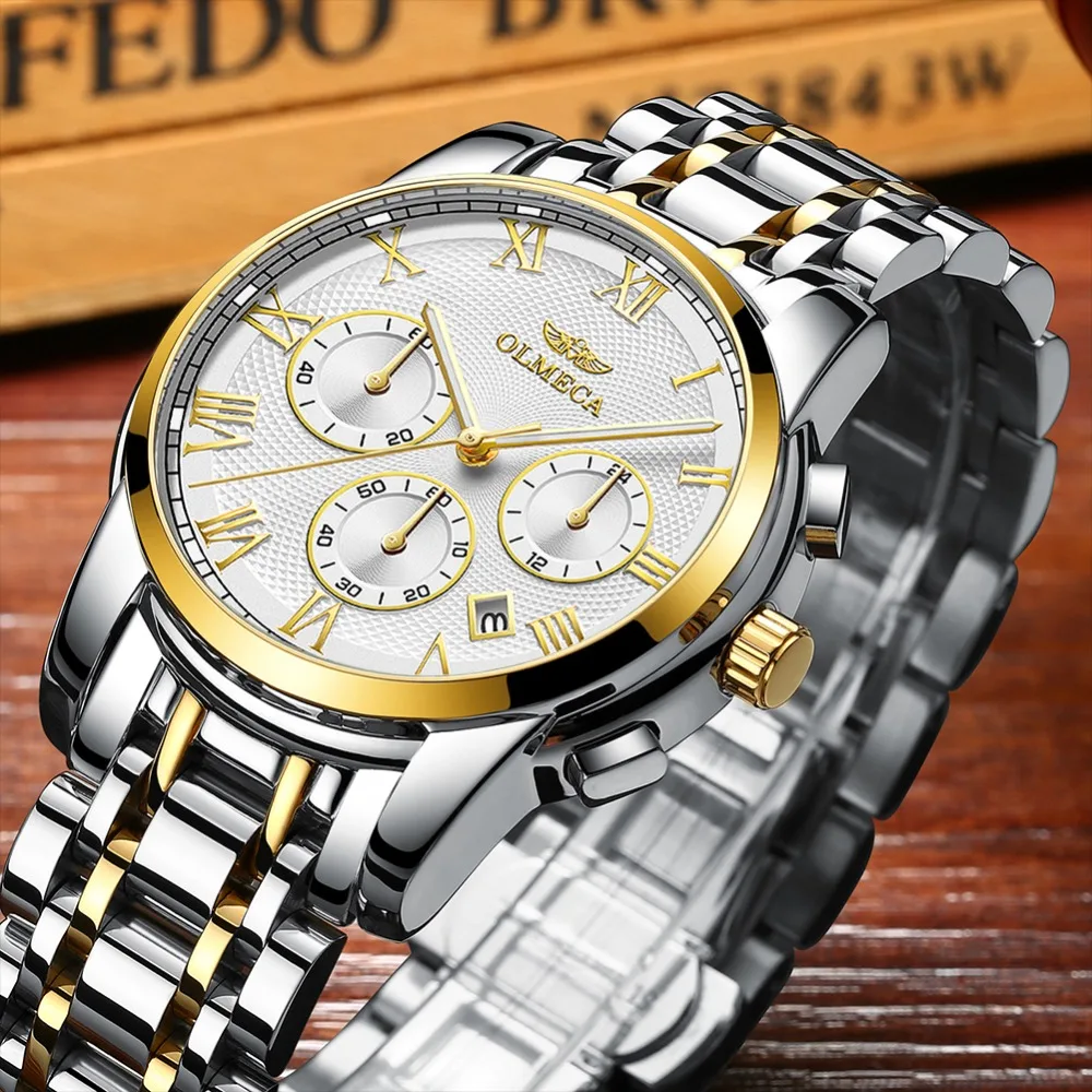  OLMECA Brand Clock Luxury Chronograph Waterproof Montre Homme Military Watches for Men Relogio Masc