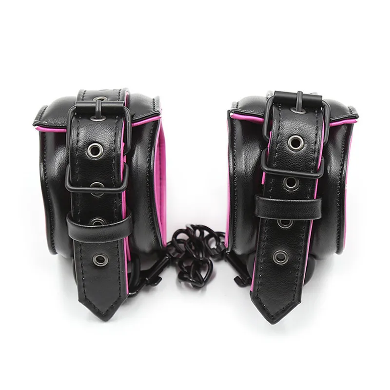  On The Bed Stress Restrain System with Soft Sponge Sex Handcuffs and Wrist Shackles Straps Collar R
