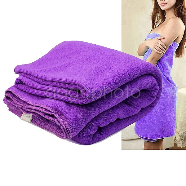 

Absorbent Purple Microfiber Bath Beach Towel Drying Washcloth Swimwear Shower S02