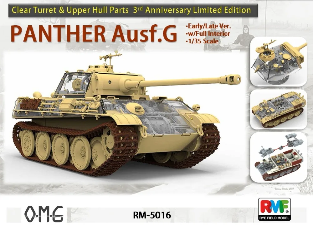 Ryefield-Model 1/35 5016 Sd.Kfz.171 Panther Ausf.G w/Full Interior/Clear Parts Ryefield-Model 1/35 5016 Sd.Kfz.171 Panther Ausf.G w/Full Interior/Clear Parts