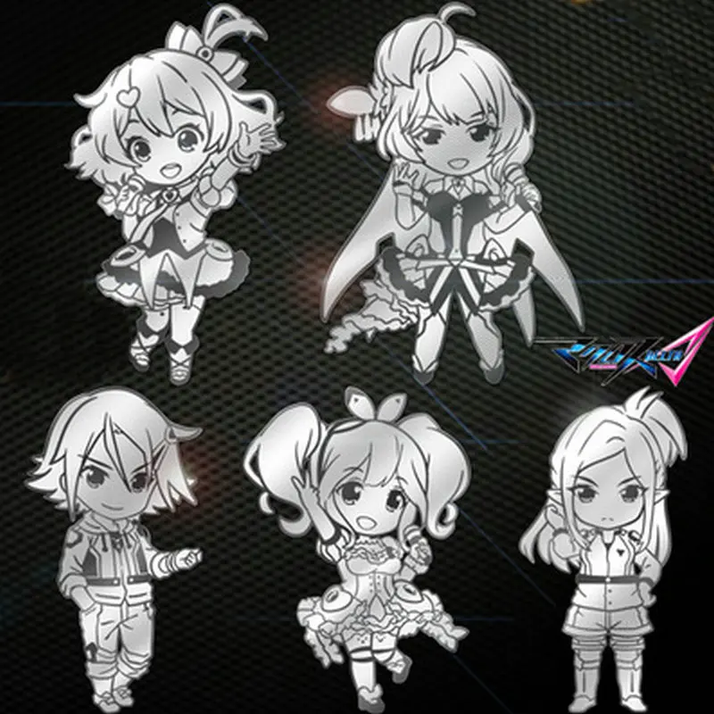 

5pcs New Phone Laptop DIY Metal Sticker Anime Macross Delta Decal Stickers Skateboard Sticker Kids Toys