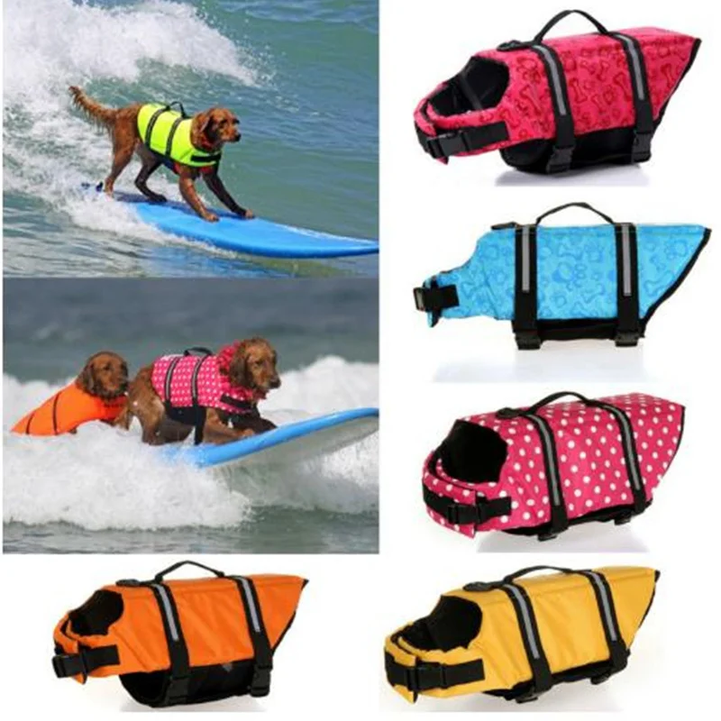 

Summer Stripes Dog Life Jacket Pet Saver Life Vest Swimming Preserver Dog Puppy Swimwear Surfing Swimming Vest Reflective