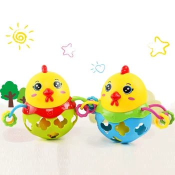

Baby Cute Cartoon Animal Colorful Soft Plastic Chick Shaker Loud Jingle Bell Grasp Rattles Ball Grasping Griping Holes Balls Toy