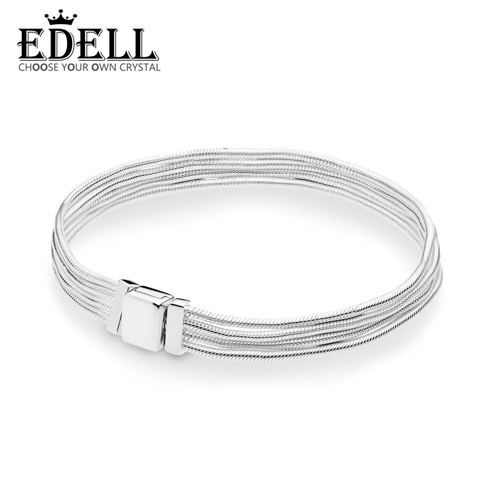 

EDELL 100% 925 Sterling Silver New 2019 Spring 5597943 Reflexions Multi Snake Chain Bracelet Wedding Vintage Jewelry Wholesale