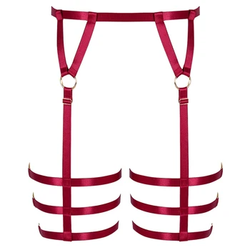 

Sexy Red Garter Stockings Harajuku Punk Body Harness Elastic Belt Cage Lingerie Women Plus Size Summer Clothing Accessory Wear