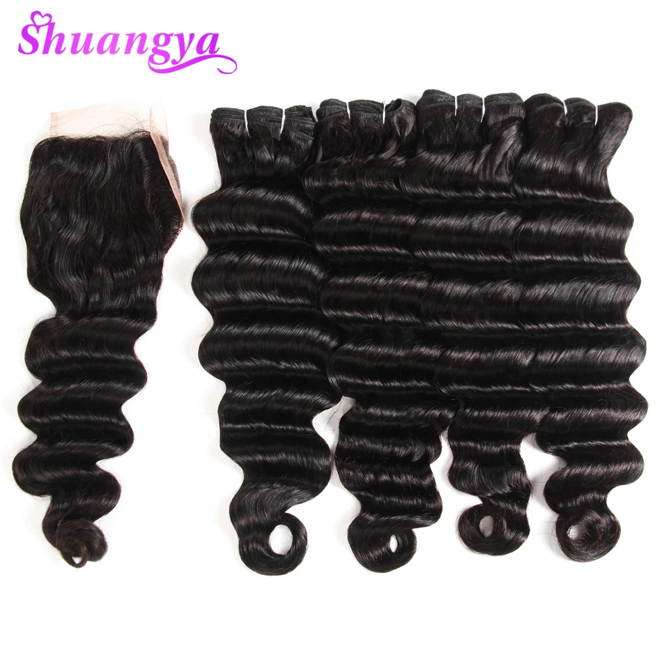 Shuangya Malaysian Hair Wave Bundles With Closure Natural Wave Remy Hair Extensions 3 Bundles Human Hair Bundles With Closure Shuangya Malaysian Hair Wave Bundles With Closure Natural Wave Remy Hair Extensions 3 Bundles Human Hair Bundles With Closure