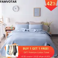 Famvotar Japanese-style 5 Solid Color Quilted Bedspread 3 Piece Vertical Pattern Summer Bedspreads Sofa Couch Blanket Throws
