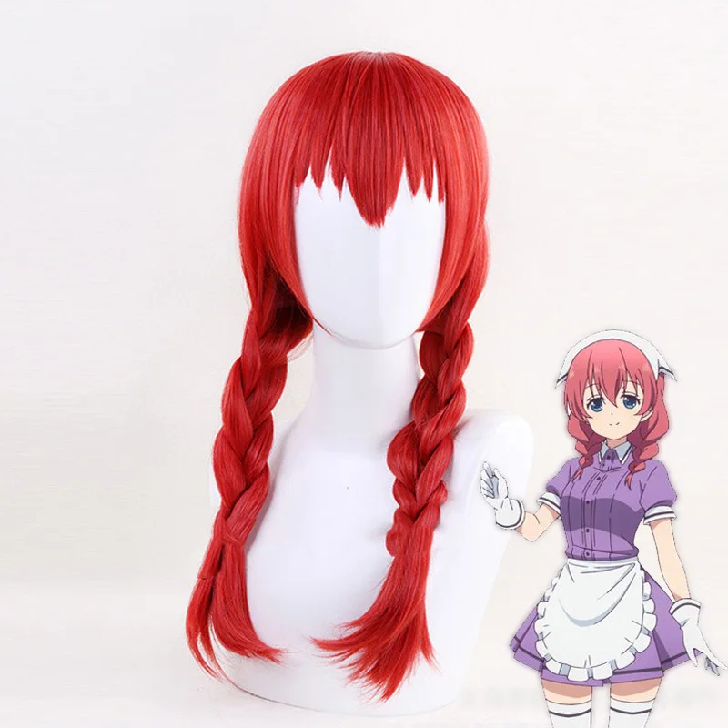 

Japanese Anime Cosplay Wig Amano Miu Off Blend S Red Braids Anime Ladies Wig +wig cap