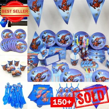 

82pc/set Spiderman Birthday Party Supplies Kids Disposable Tablecloth Plates Cup Napkin Baby Shower Superhero Party Decorations