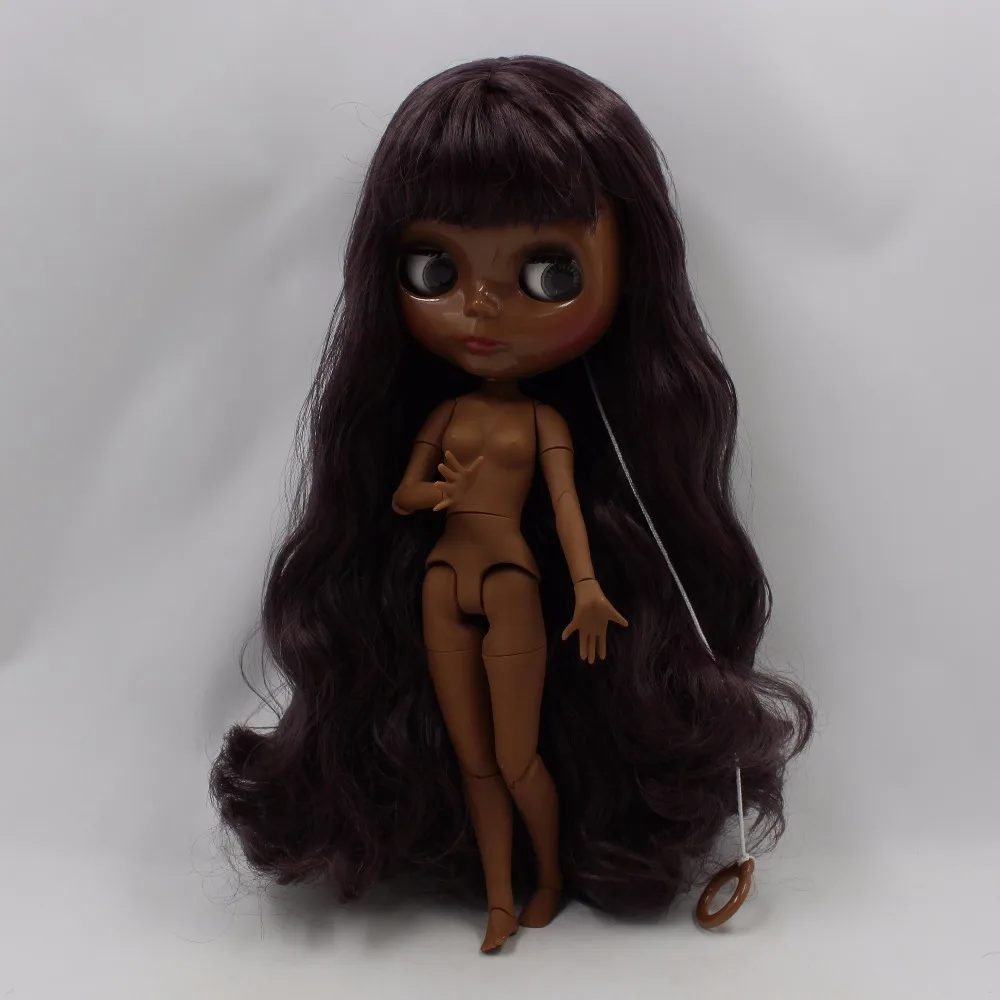 Neo Blythe Doll with Purple Hair, Black Skin, Shiny Cute Face & Custom Jointed Body 3