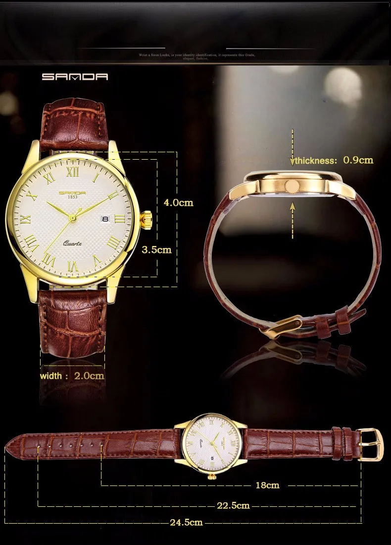 SANDA модные мужские часы водонепроницаемые мужские часы Топ Бренд роскошные часы Relojes Hombre кожаный ремешок Relogio Masculino 189